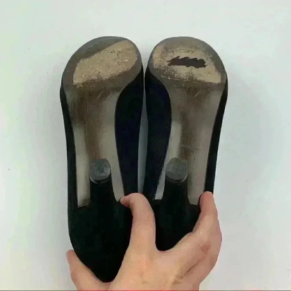 Stuart Weitzman heels 7 black suede platforms dark